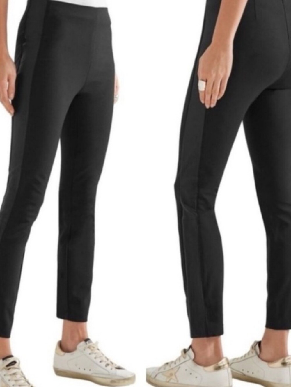 Rag & Bone streamlined cropped slim fit pants with sleek leather side panels